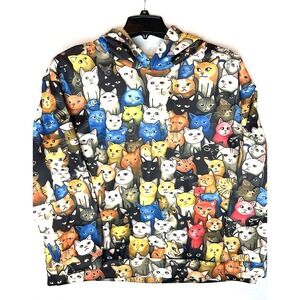 All Over Cat Print Hoodie Cat Lover Pullover Festival Funny Artsy 4XL